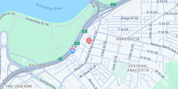 Map showing Family & Medical Counseling Service (FMCS) at 2041 MLK Jr. Ave. SE, Washington, DC
