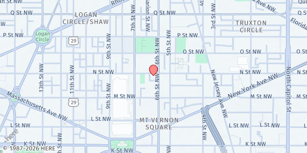 Map showing First Rising Zion Baptist Church - Food Distribution at 602 N Street Northwest, Washington, DC