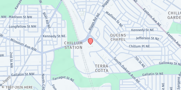 Map showing Food and Friends Main Location at 219 Riggs Road Northeast, Washington, DC