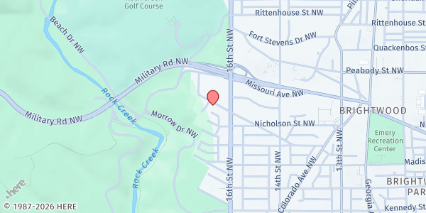 Map showing Francis On The Hill at 1614 Manchester Lane NW, Washington, DC