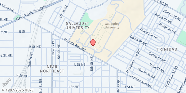 Map showing Gallaudet University Food Pantry - Ely 100 at 800 Florida Ave. NE, Washington, DC