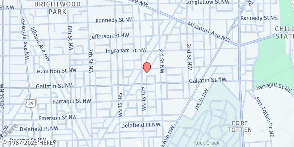 Map showing Gethsemane Baptist Church at 5119 4th Street Northwest, Washington, DC