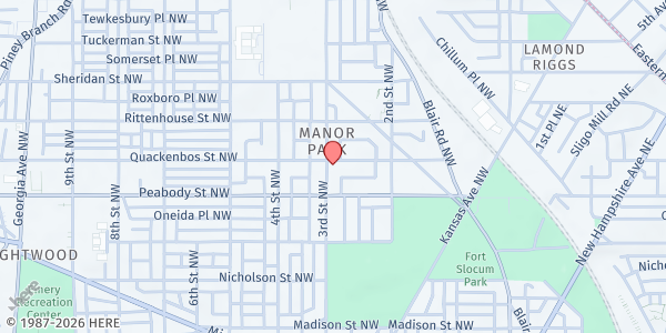 Map showing Hope House at 6031 3rd Street NW, Washington, DC