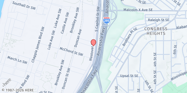 Map showing JBAB Food Pantry at 51 Westover Ave, Suite F, Washington, DC