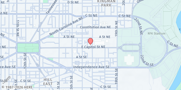 Map showing Mount Moriah Baptist Church at 1636 East Capital St NE, Washington, DC