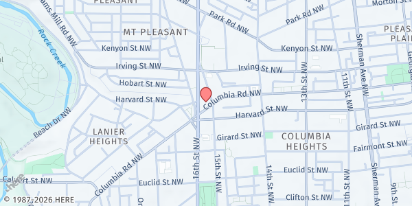 Map showing National Baptist Memorial Church at 1501 Columbia Rd NW, Washington, DC