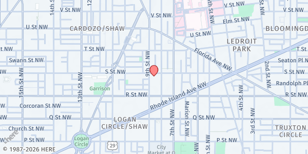 Map showing New Bethel Baptist Church at 1739 9th Street NW, Washington, DC