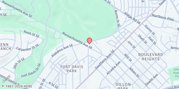 Map showing New Macedonia Baptist Church at 4115 Alabama Ave SE, Washington, DC