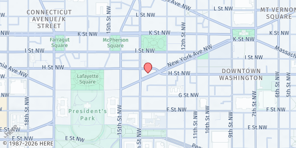Map showing New York Avenue Presbyterian Church - DowntownDC Day Services Center at 1313 New York Avenue Northwest, Washington, DC