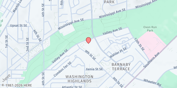 Map showing Overlook at Oxon Run at 3700 9th st SE, Washington, DC