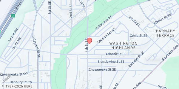 Map showing Paramount Baptist Church at 3924 4th St SE, Washington, DC