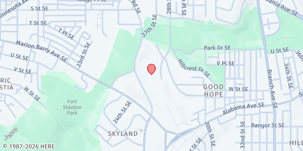 Map showing Park Naylor Community Center at 2574 Naylor Road SE, Washington, DC
