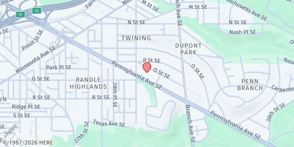 Map showing Pennsylvania Avenue Baptist Church at 3000 Pennsylvania Ave. SE, Washington, DC