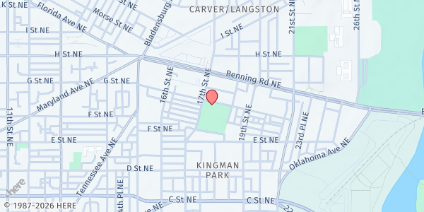 Map showing Rosedale Recreation Center at 1701 Gales St NE, Washington, DC