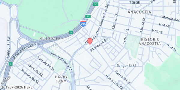 Map showing Salvation Army: Martin Luther King (Senior Brown Bag) at 2300 Martin Luther King Ave SE, Washington, DC