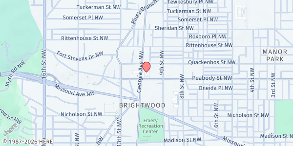 Map showing Silver Spring Christian Reformed Church at 6001 Georgia Ave NW, Washington, DC