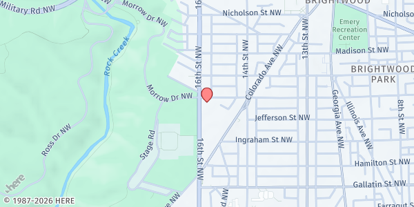 Map showing Sixth Church Food Closet at 5413 16th St NW, Washington, DC