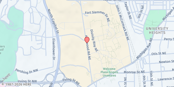Map showing Soldiers' Angels Distribution Site at 3837 Harewood Rd NE, Washington, DC