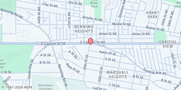 Map showing St. Luke Church at 4925 East Capitol St NE, Washington, DC