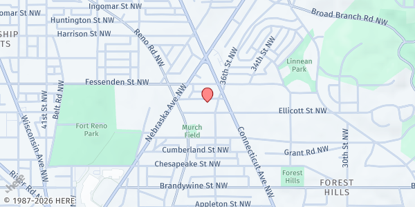 Map showing St. Paul's Lutheran Church at 4900 Connecticut Ave NW, Washington, DC