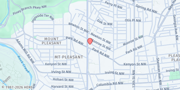 Map showing The Family Place at 3309 16th St NW, Washington, DC