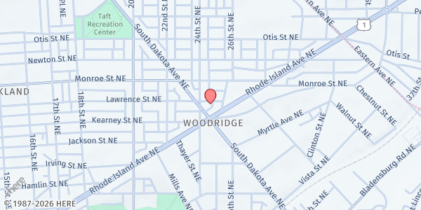 Map showing The MSB Outreach House at 2411 Lawrence St NE, Washington, DC