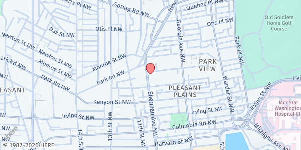 Map showing The Salvation Army - Sherman Ave at 3335 Sherman Ave NW, Washington, DC