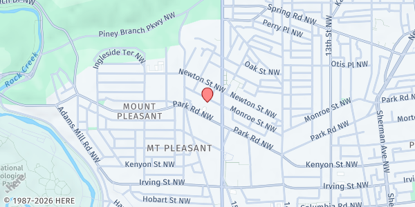 Map showing The Spanish Catholic Center at 1618 Monroe St. NW, Washington, DC