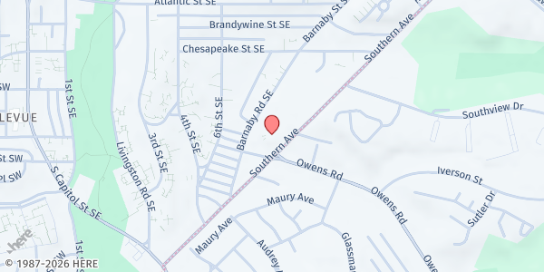 Map showing The Temple of Praise at 700 Southern Avenue SE, Washington, DC