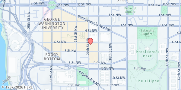 Map showing The United Church - Foggy Bottom Food Pantry at 1920 G Street NW, Washington, DC