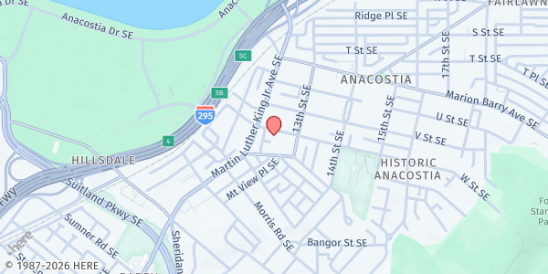 Map showing Union Temple Baptist Church at 1225 West Street Southeast, Washington, DC