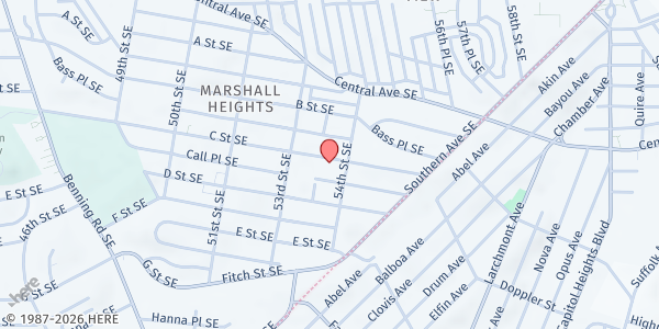 Map showing Urban Outreach Inc. at 5343 C St SE, Suite 204, Washington, DC