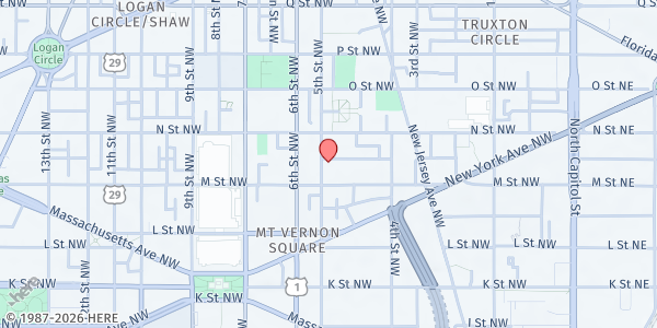 Map showing We Are Family Senior Outreach Network - Main Office at 474 Ridge Street Northwest, Washington, DC