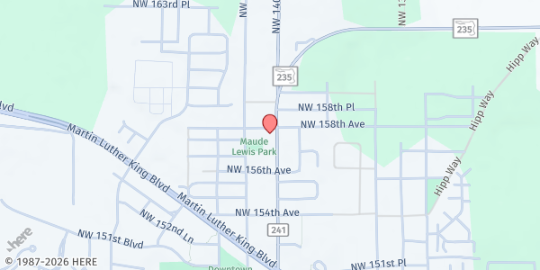 Map showing Saint Matthew Baptist Church at 15712 NW 140th St., Alachua, FL