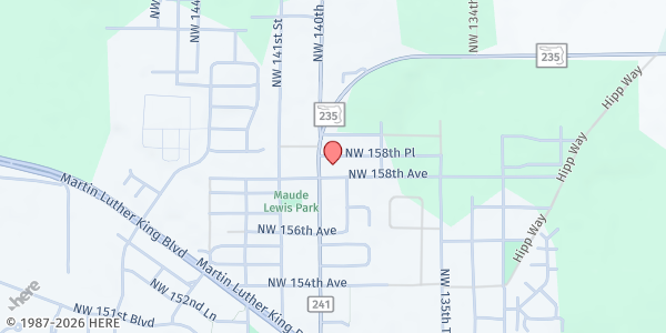 Map showing St Matthew Missionary Baptist Church at 15712 NW 140th St., Alachua, FL
