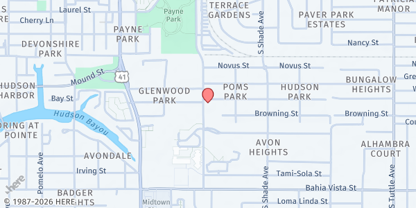 Map showing Suncoast School for Innovative Studies at 845 South School Avenue, Alta Vista, FL