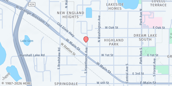 Map showing Apopka Spanish SDA at 301 Old Dixie Highway, Apopka, FL