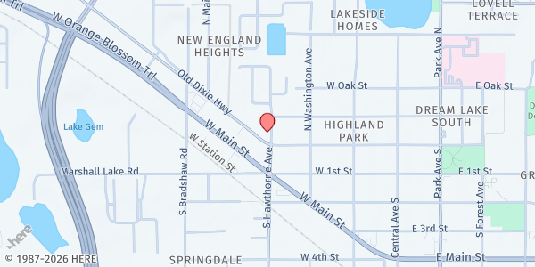 Map showing Apopka Spanish Seventh-Day Adventist Church at 301 Old Dixie Highway, Apopka, FL