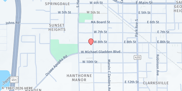 Map showing Fresh Anointing COGIC at 232 W. 8th St., Apopka, FL