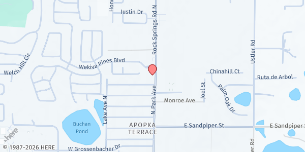 Map showing Hope CommUnity Center at 1016 N. Park Ave., Apopka, FL