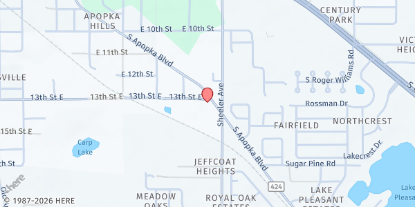 Map showing New Covenant Perfecting Ministries at 1190 Apopka Blvd., Apopka, FL