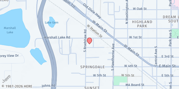 Map showing Patmos Chapel Community Service Center at 110 Athletes Row, Apopka, FL