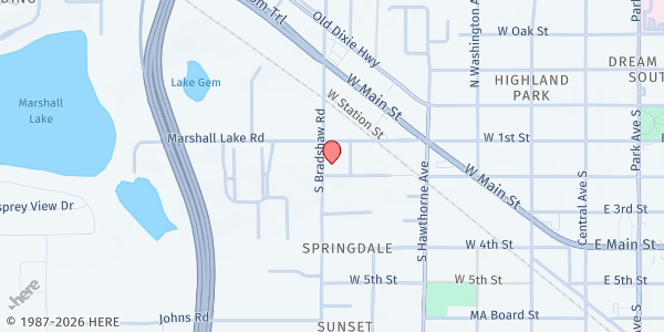 Map showing Patmos Chapel SDA Church at 110 Athletes Row, Apopka, FL