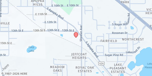 Map showing Perfecting Community Development Corporation at 1190 Apopka Boulevard, Apopka, FL