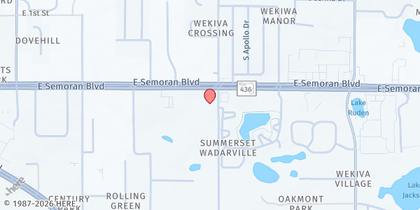 Map showing Servants of God Ministries at 1706 E. Semoran Blvd., Apopka, FL