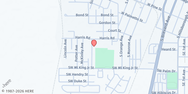 Map showing Arcadia Housing Authority Drive-Thru Distribution at 7 Booker T Washington Rd., Arcadia, FL