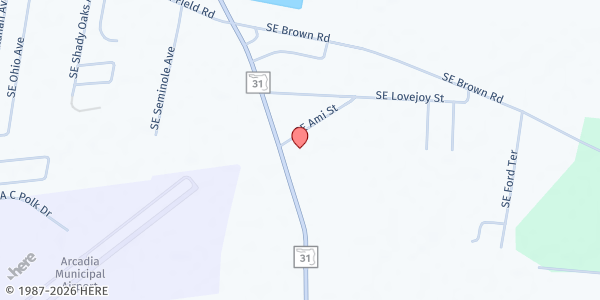 Map showing Arcadia Seventh-Day Adventist Church at 2865 SE Ami Dr., Arcadia, FL