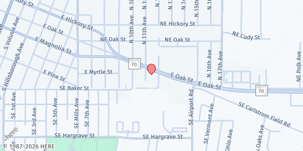 Map showing Catholic Charities of Desoto County at 1210 E. Oak St., Arcadia, FL