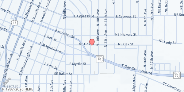 Map showing DeSoto Food Resource Center (FRC) at 1021 E Oak Street, Arcadia, FL