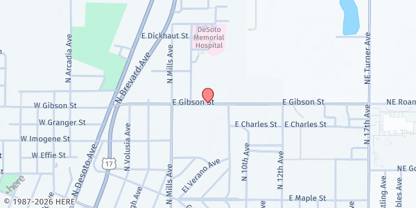 Map showing DeSoto Middle School at 420 East Gibson Street, Arcadia, FL